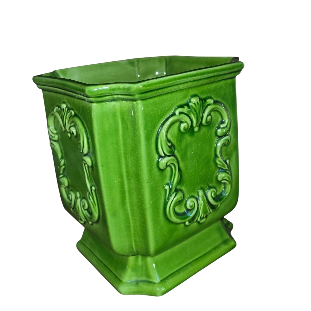 Vintage Italian Green Vase Or Planter Bassano ceramic - Picture 4 of 14